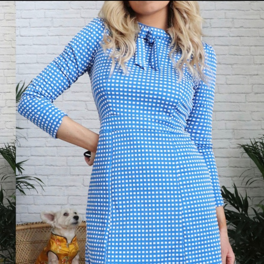 Blue and White Polka Dot Vintage Minidress, Size S